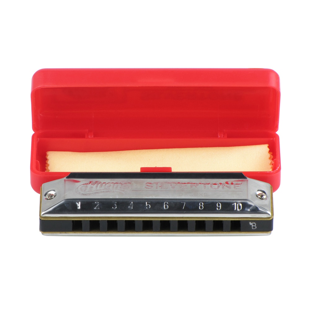 Professionele Sleutel Van C 10 Holes Blues Harmonica Mouthorgan Koper Harmonica Met Opbergdoos Voor Beginners Studenten