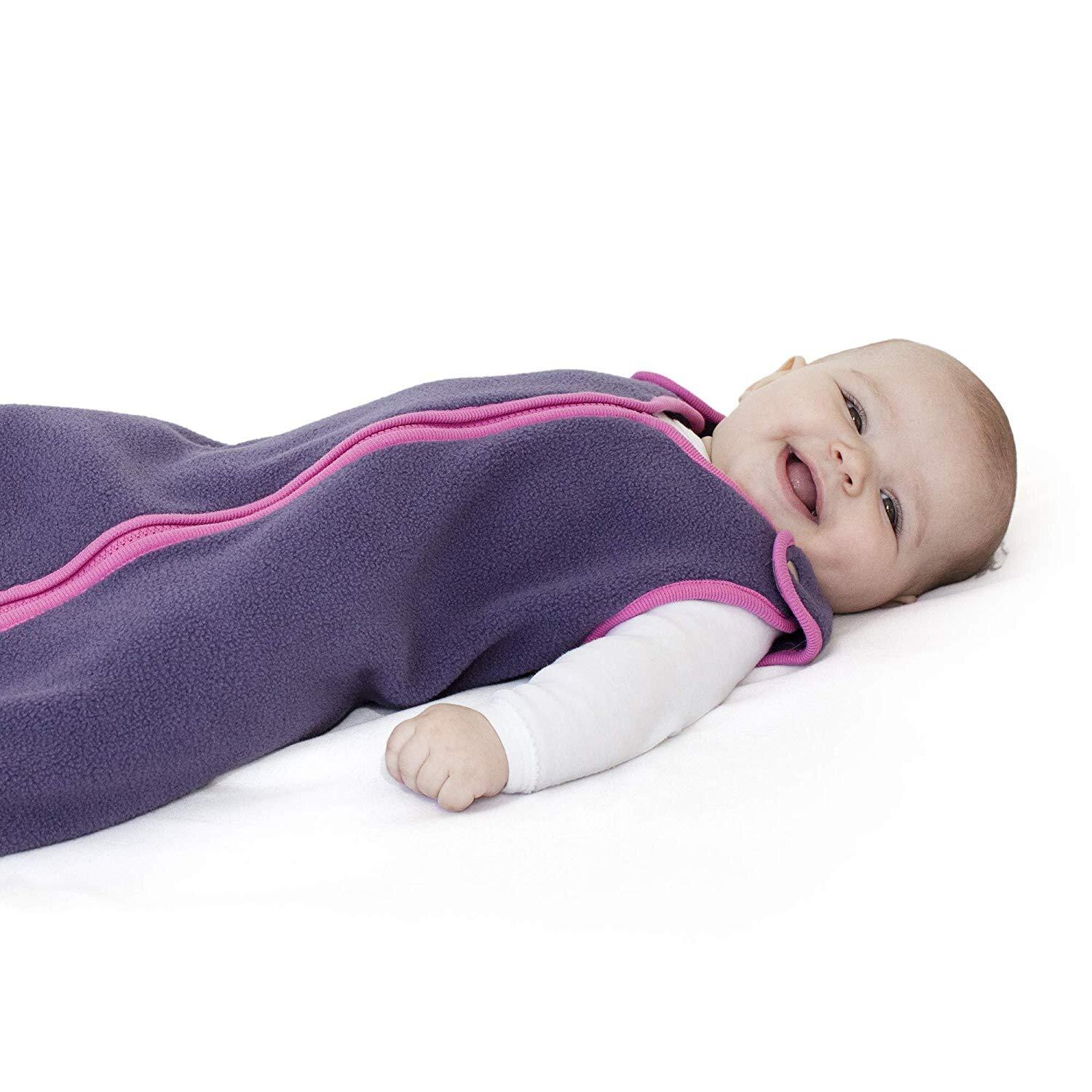 6-18m baby sovepose vinter baby unisex taske swzddle småbørn dreng lynlås sovesæk spædbørn kashmir sove tigge sovesække: Lilla rosenkant / 12m