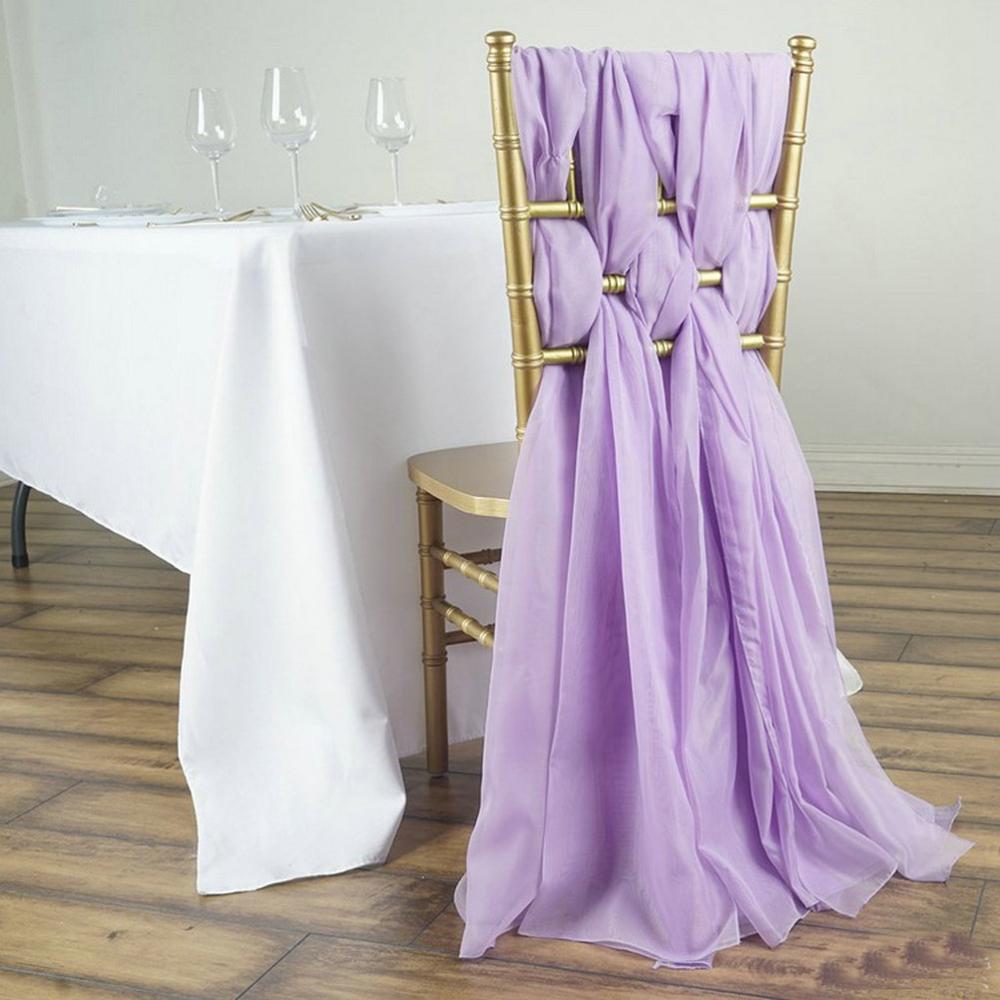 Fancy Chiffon Chair Sashes for Weddings Events Party Decoration Bridal Baby Shower Chair Sash Tulle Chair Tutu Skirt: light purple