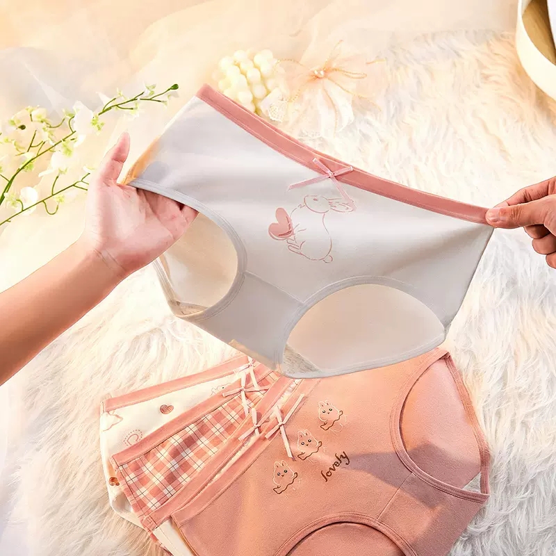 5 uds. Calzoncillos con estampado bonito para chicas jóvenes, bragas de algodón, ropa interior transpirable para mujeres, calzoncillos sexis de tiro bajo para mujeres, lencería femenina