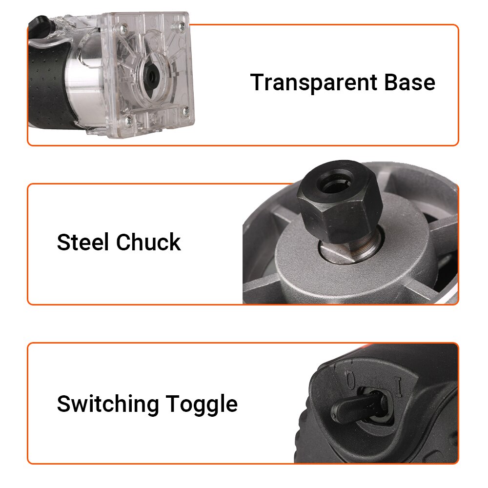 KKmoon 800W 30000r/min Multifunctional Electric Wood Trimmer Wood Router Laminate Trimmer Slotting Trimming Groov