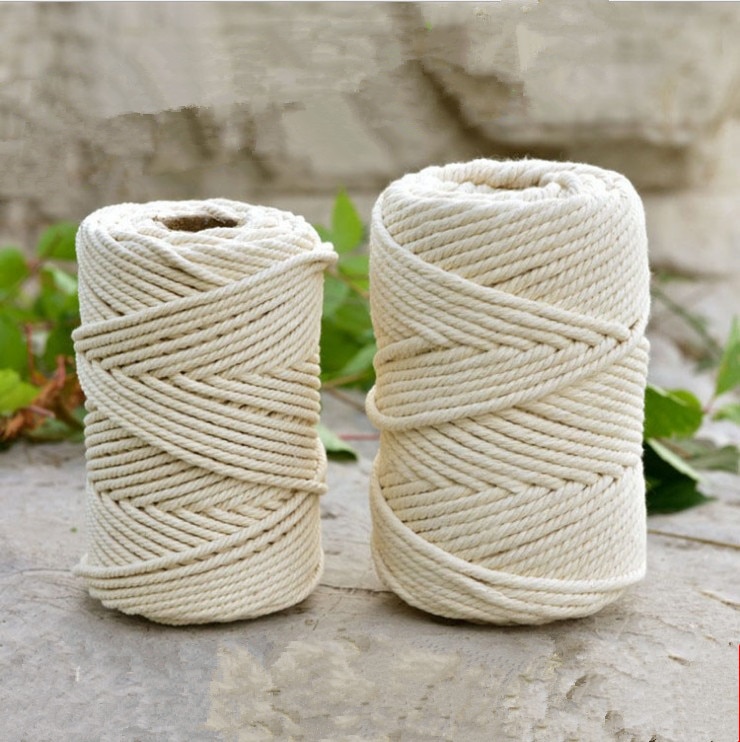 3mm/4mm/6mm/8mm/10mm Natural Handmade Cotton Cord Thread Crochet Rope DIY Hanging Tapestry Weaving Yarn Knitting Rope