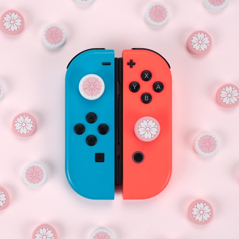 Sakura Siliconen Duimgrepen Voor Nintendo Switch Joycon Controller Case Joystick Cover Rocker Cap Voor Nintendo Switch Accessoires