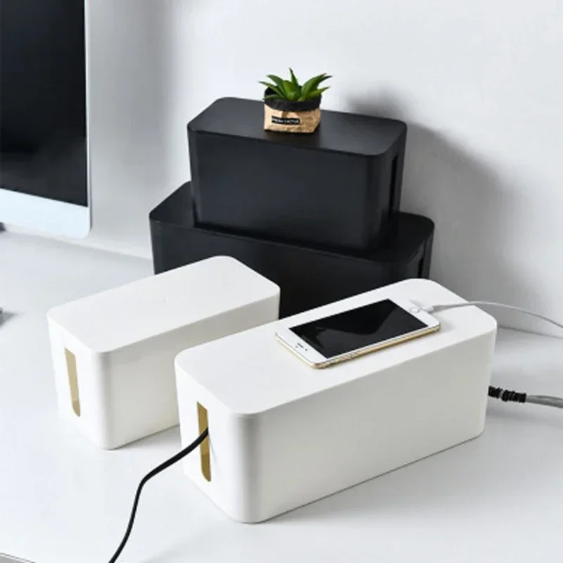 Caja de almacenamiento de cables, caja de almacenamiento de regleta de alimentación de escritorio, caja de almacenamiento de enchufe a prueba de polvo, caja de cables para el hogar, organizador de cables de gestión de cables