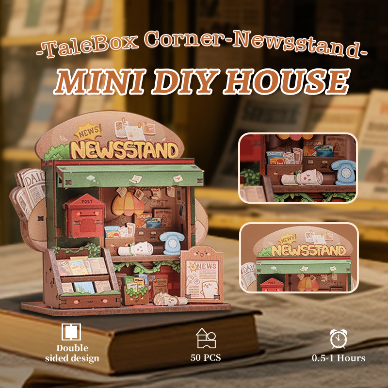 CUTEBEE Mini Store Series DIY Miniature House 3D Wooden Puzzle Toys Handmade Dollhouse Kit for TaleBox Newsstand