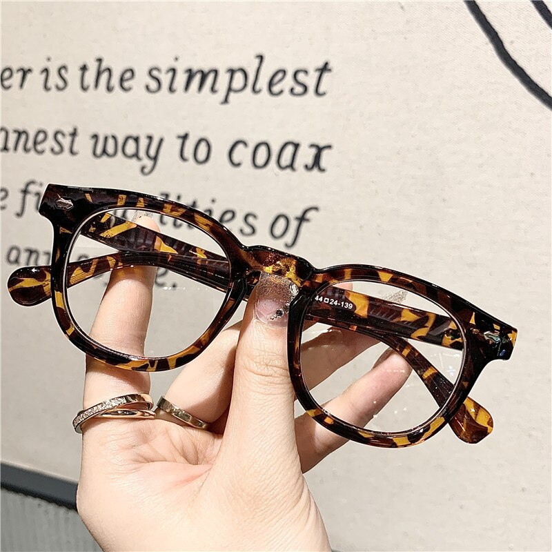 Men Anti Blue Light Glasses Frame Women Retro Eyeglasses Frames Ladies Candy Color Optical Spectacle Green Frame: leopard