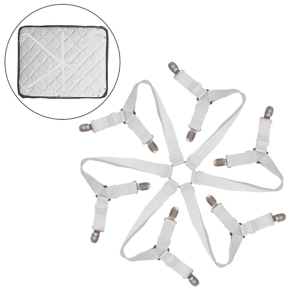 Tirantes de tiras de sábana ajustables, soporte de colchón cruzado triangular, blanco