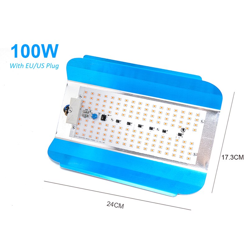 Luz para crecimiento de plantas para uso en interiores 50W 100W fitolamp de espectro completo para plantas lámpara de plantas Led Phyto Luz de planta con 220V EU 110V US enchufe luces de inundación: 100W / US Plug