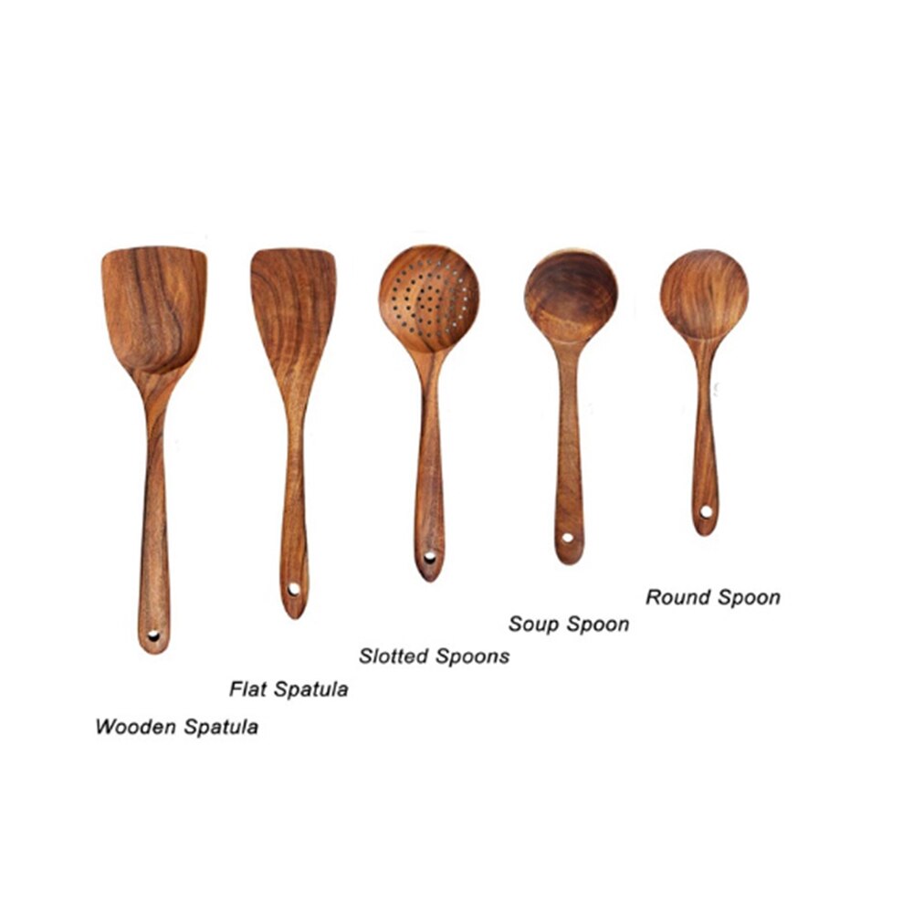 Teak Natürliche Holz Kochgeschirr Küche Utensilien Kochen Werkzeuge setzt Geschirr Geschirr Geschirr Löffel Schaufel Sieb Holz Bausatz