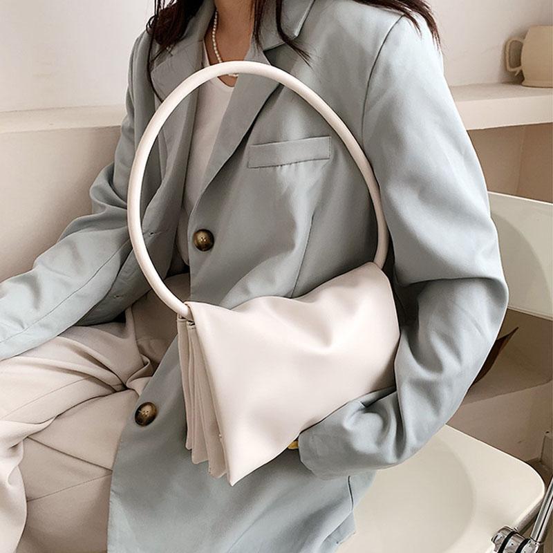 Candy Colors Armpit Shoulder Bags for Women Solid Color Soft Pu Leather Women's Handbag Travel Tote