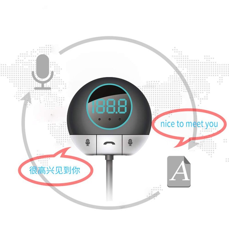 Auto Bluetooth Voice Vertaler 38 Talen Twee-weg Real Time Fm Handsfree Voor Leren Travelling Business Voldoen