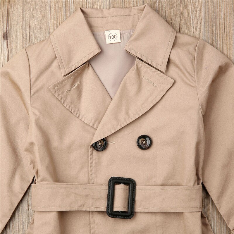 Meisjes Jas Kinderen Double-Breasted Revers Trench Lange Mouwen Jas Kids Winter Trench Met Riem Casual Slim Fit bovenkleding