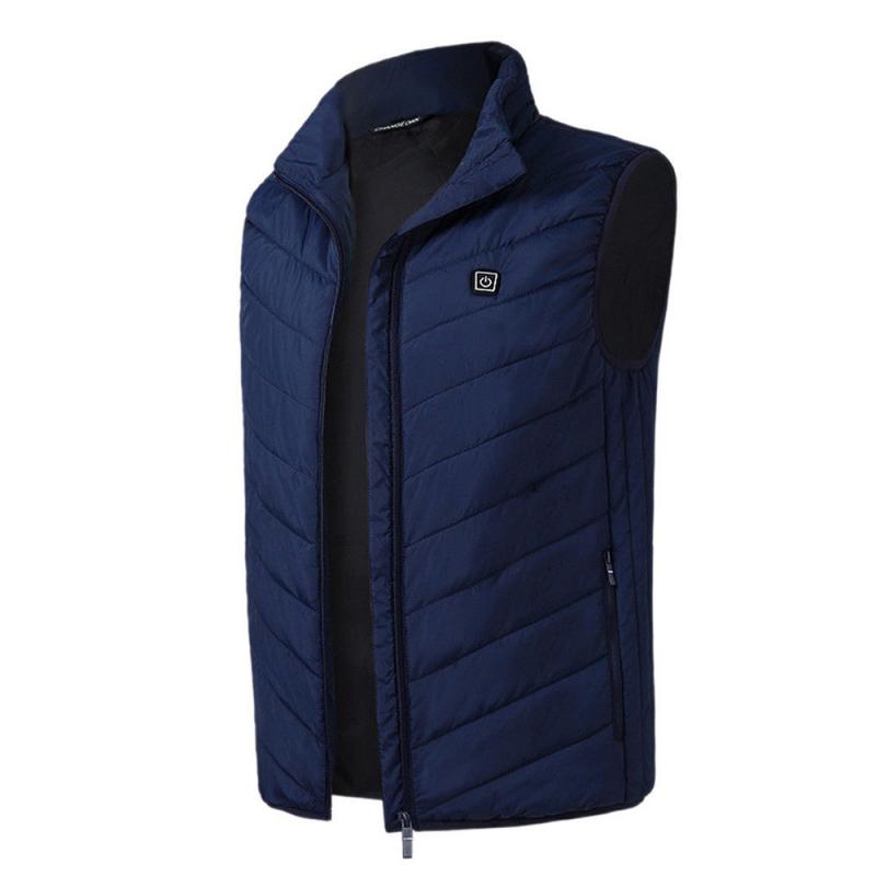 Chaleco térmico eléctrico Flexible para hombre y mujer, chaqueta cálida con calefacción infrarroja por USB, ideal para senderismo, pesca, aire libre, talla europea, M-4XL, Invierno: blue / 4XL