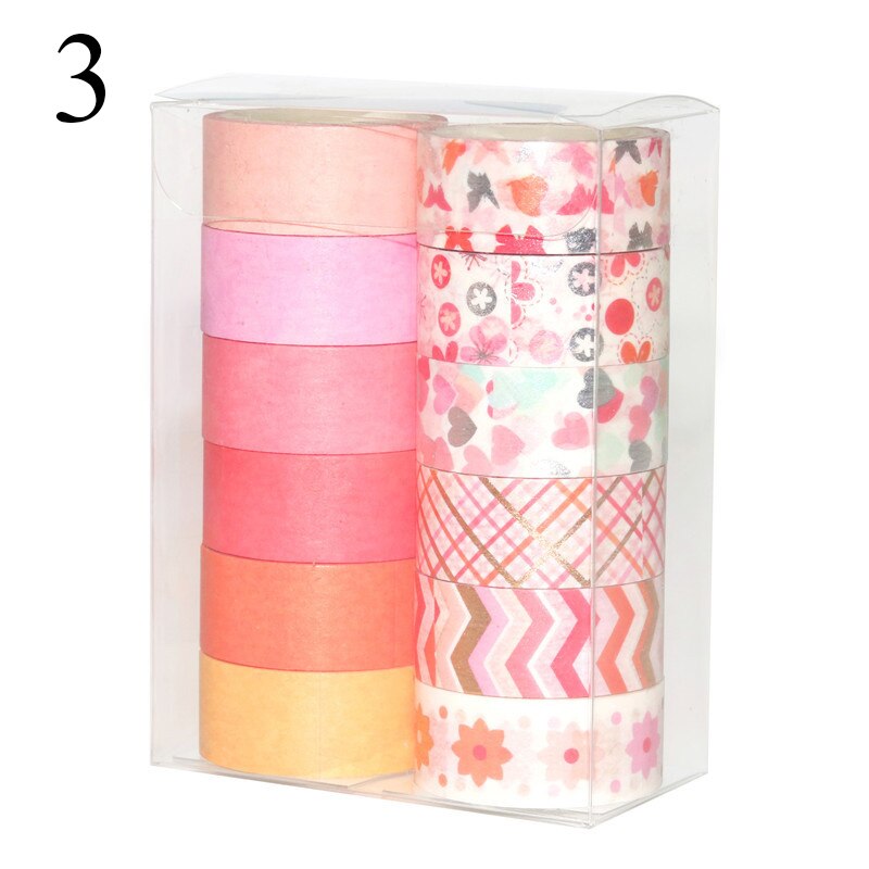 12 unids/set de cinta Washi dorada y plateada, cinta adhesiva de Color sólido, Linda cinta adhesiva decorativa, pegatina para diario de recortes, papelería: 3