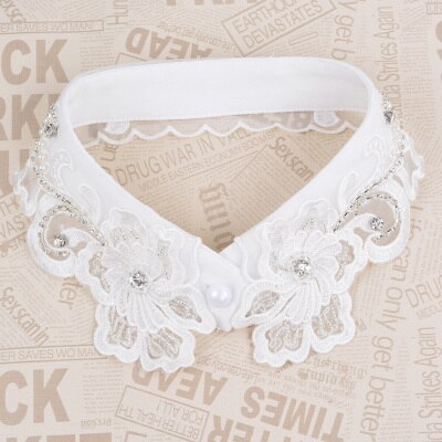 Chemise et faux col pour femmes | , fait à la main, faux col, accessoires de décoration en dentelle avec strass, collier cravate: A5