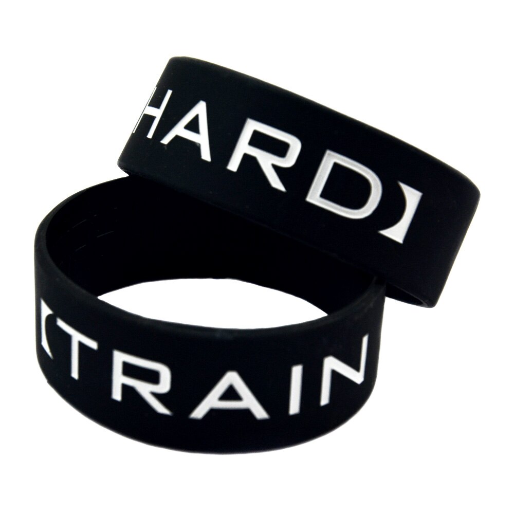 1PC Train Hard Motivational Silicone Wristband 1 Inch Wide Black