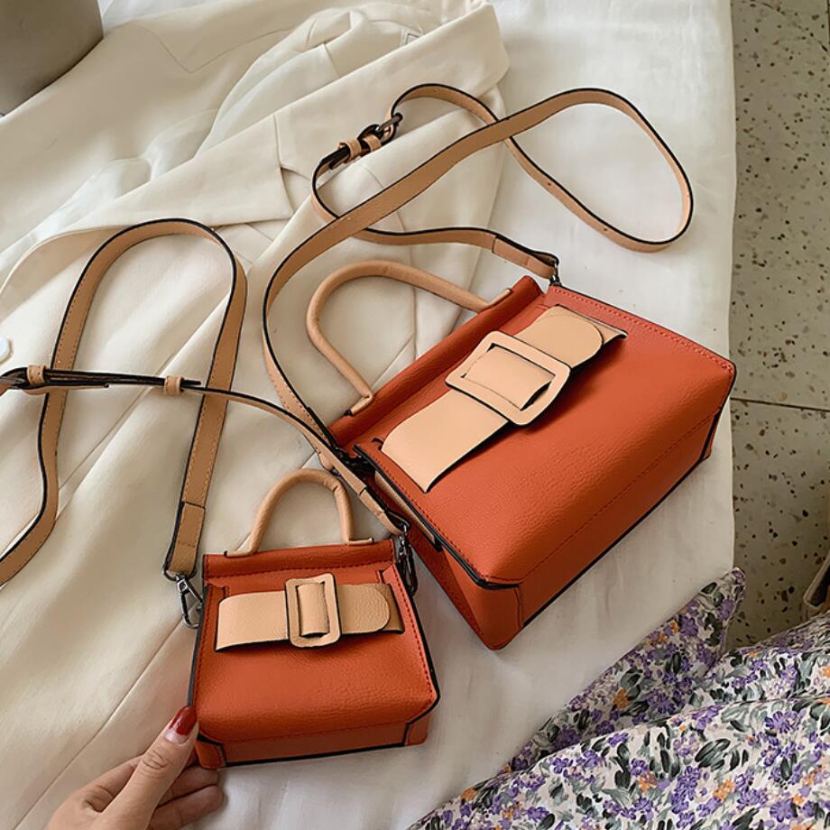 Mini sac fourre-tout en couleurs contrastées pour femmes, sacoche à bandoulière pour voyage, en cuir PU de bonne ,