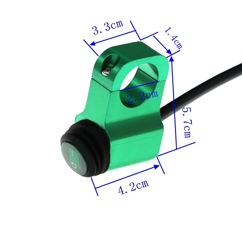 MoFlyeer 7/8" 22mm Motorcycle Aluminium Alloy Switches Waterproof Headlight Switch and 3 Wires with Red Led Light 12v