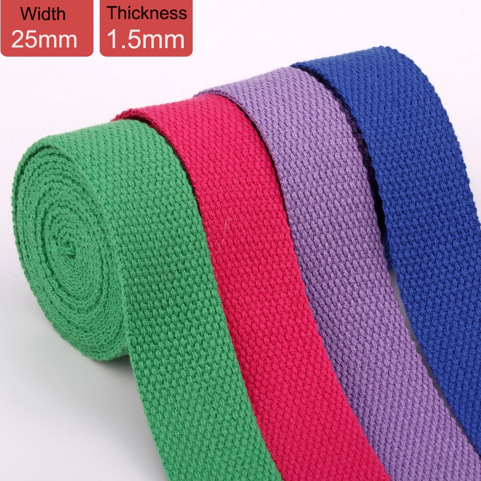 10 Yards Polyester Cotton Webbing Tape 1 inch 25mm Canvas Ribbon Backpack Handbag Strapping Sewing Bag Belt Accessories DIY
