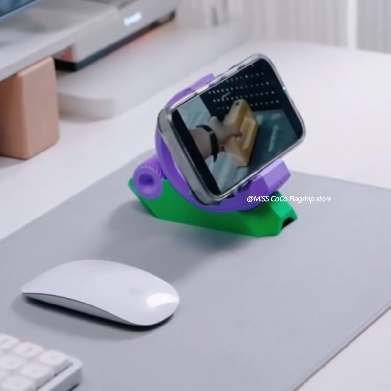 Soporte para teléfono con engranaje impreso en 3D, soporte para teléfono con engranaje en espiga, adornos, soporte ajustable para teléfono de escritorio