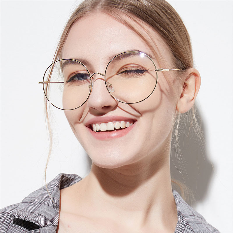 Women Metal Sunglass Eyewear Accessories Oversized Frames Round Frame Clear lens Women's Glasses Eyeglasses Femme