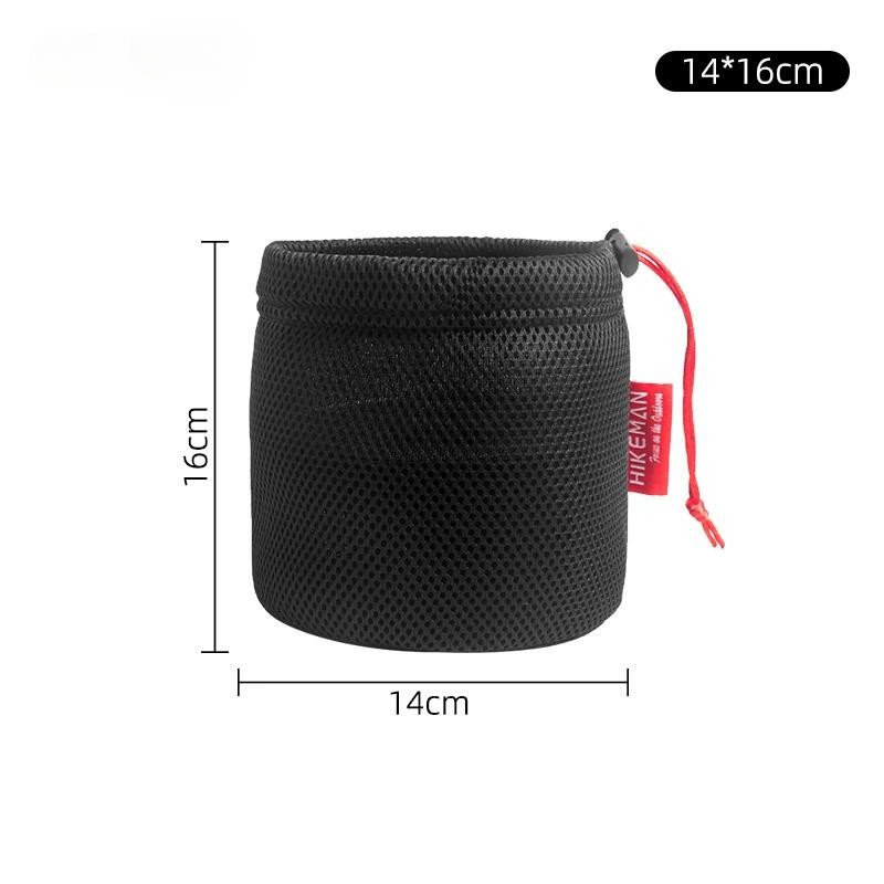 draussen Camping Topf Aufbewahrung tasche tragbare Picknick Kochgeschirr Aufbewahrung tasche Sandwich Gittergewebe Kordel zug Tasche draussen Herde Zubehör: Schwarz