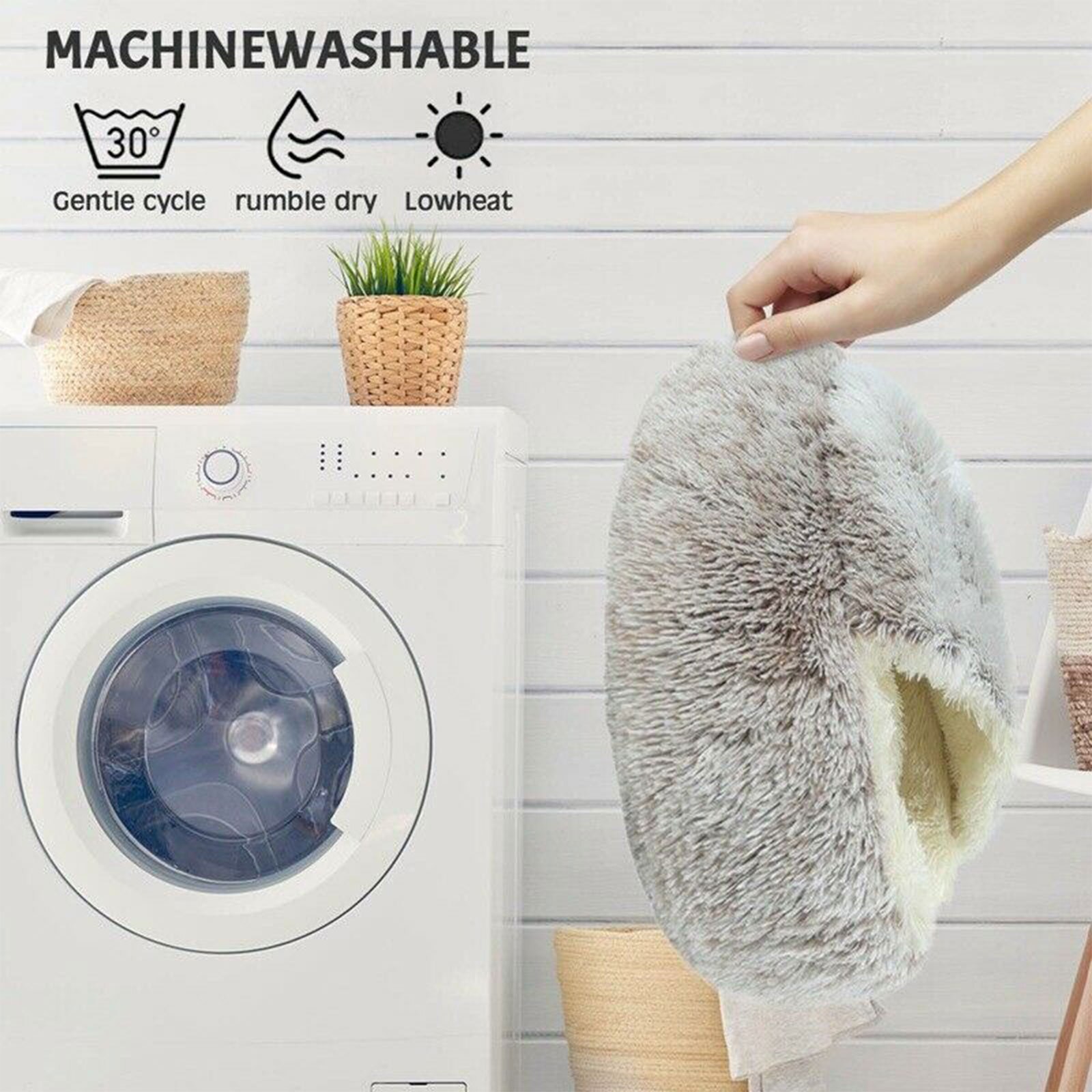 Soft Pet Dog Cat Bed Round Fluffy Cat Sleeping Basket Long Plush Warm Pet Mat For Small Dogs For Cats Nest 2 In 1 Cat Bed