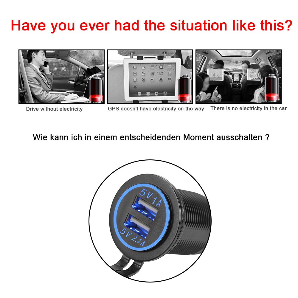 Led Light 12-24V Waterdichte Dual Usb Charger Outlet Adapter Stopcontact 3.1A Voor Auto Marine Motorfiets Truck