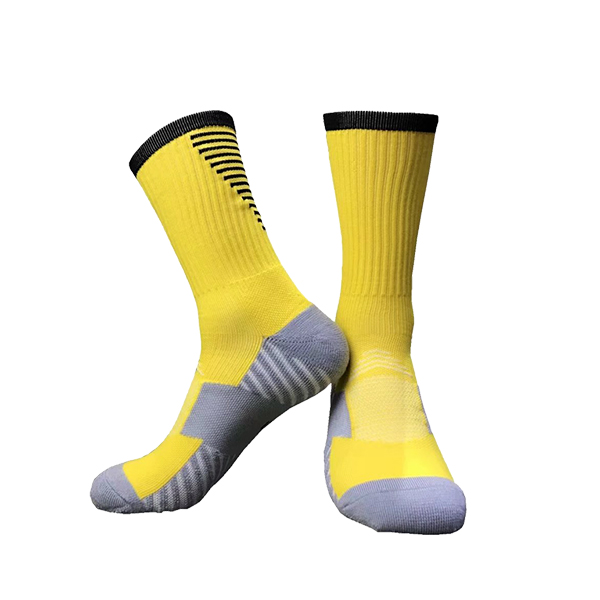 Voksen fotball sokker anti slip herre sports fotball sokker 18 pustende strømper utendørs trening absorberer svette: Gul