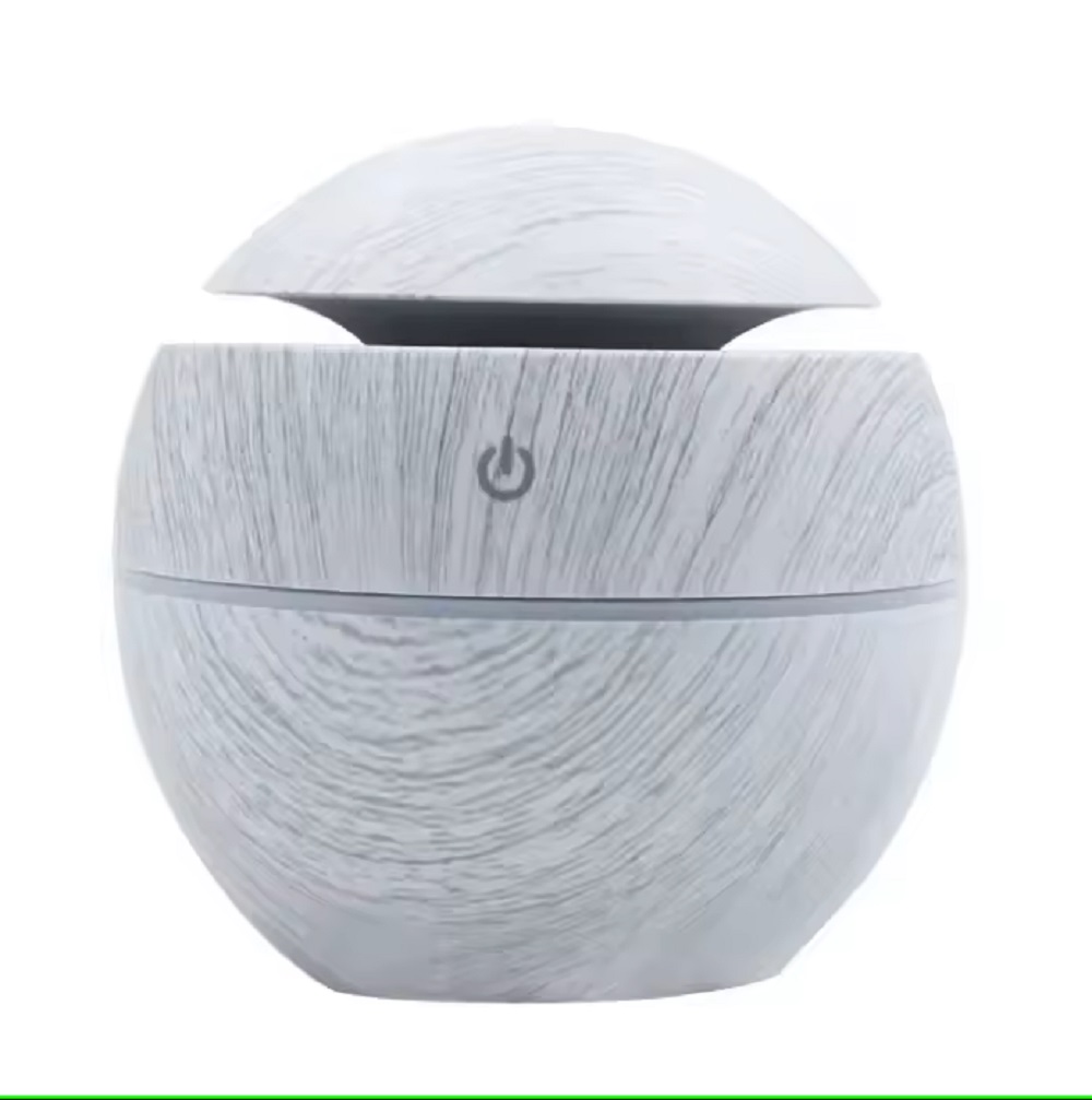 Pulverizador de niebla fría ultrasónico USB de 130ML, fragancia de aceite esencial, Mini humidificador de aire de grano de madera para el hogar, purificador difusor de Aroma de aire: Blanco