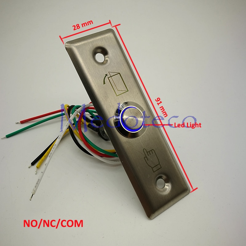 Led light stainless steel exit button metal switch for access control system Slim NO/NC/COM Door Release Button