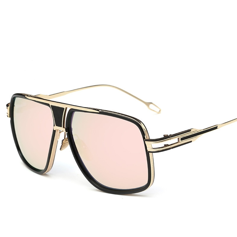 Stil solglasögon män märke solglasögon kör oculos de sol masculino grandmaster fyrkantiga solglasögon: 6- guld-rosa