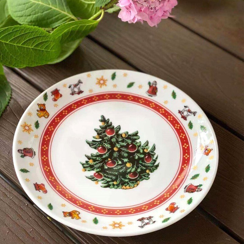 Christmas Salad Plate Festive Dinner Food Plates Ceramic Fruit Tray Christmas Home Decorations Christmas Tableware
