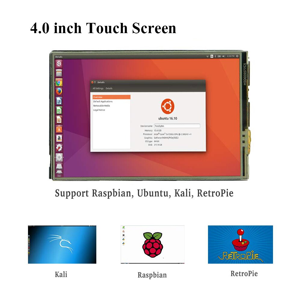 Raspberry Pi MHS 4.0 inch TFT Touch Screen 480*320 Display LCD support Raspbian Ubuntu Kali Retropie for Raspberry Pi 4B 3B 2B W