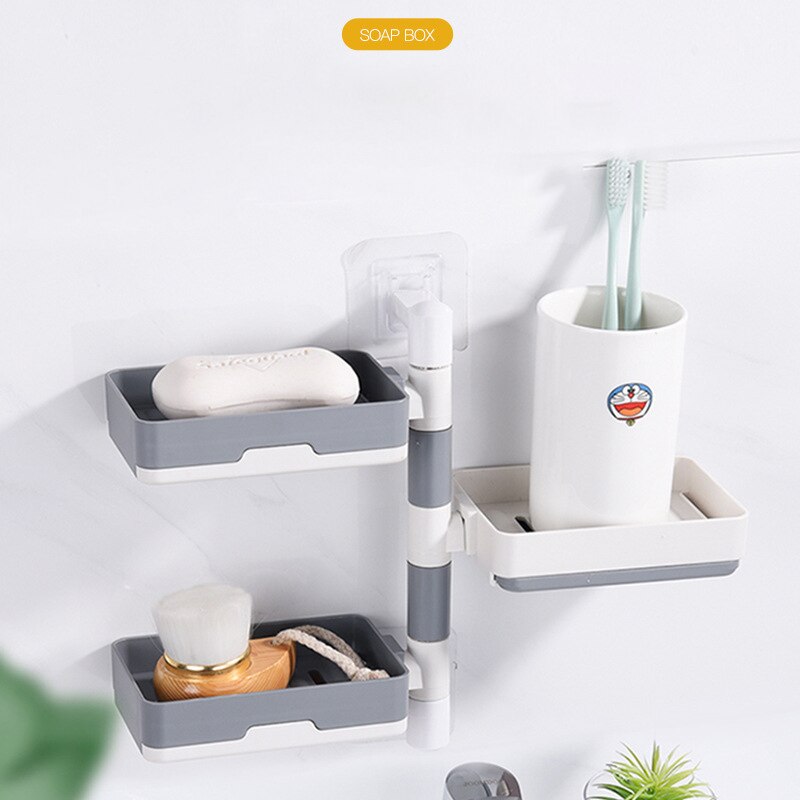 Zeepbakje Voor Badkamer Douche Zeephouder Wall Mounted Keuken Plank Organizer Producten Moderne Inrichting Zonder Boren