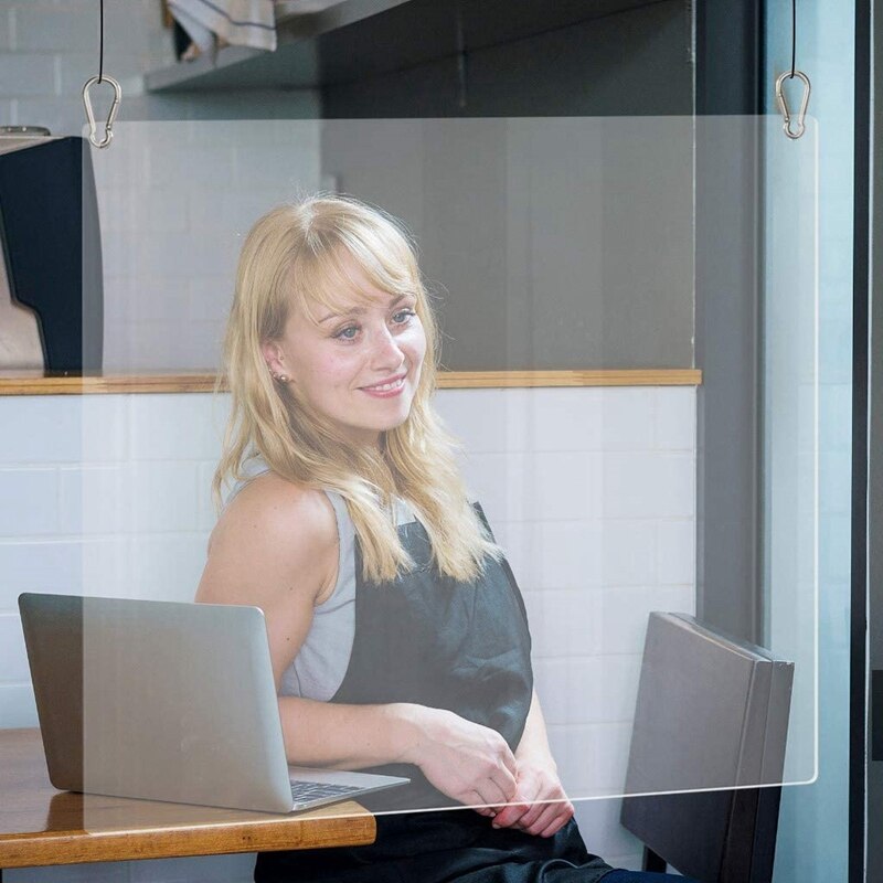 15.7 inch Hanging Sneeze Guard Clear Acrylic Countertop Barrier Thickness Plexiglass for Retail Stores Cashier