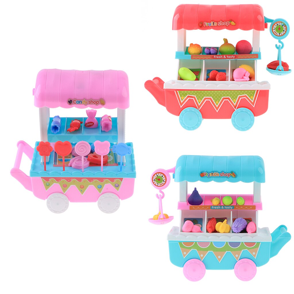 10Pcs Simulatie Groenten Winkel Trolley Winkelwagen Kids Educatief Speelgoed Blauw