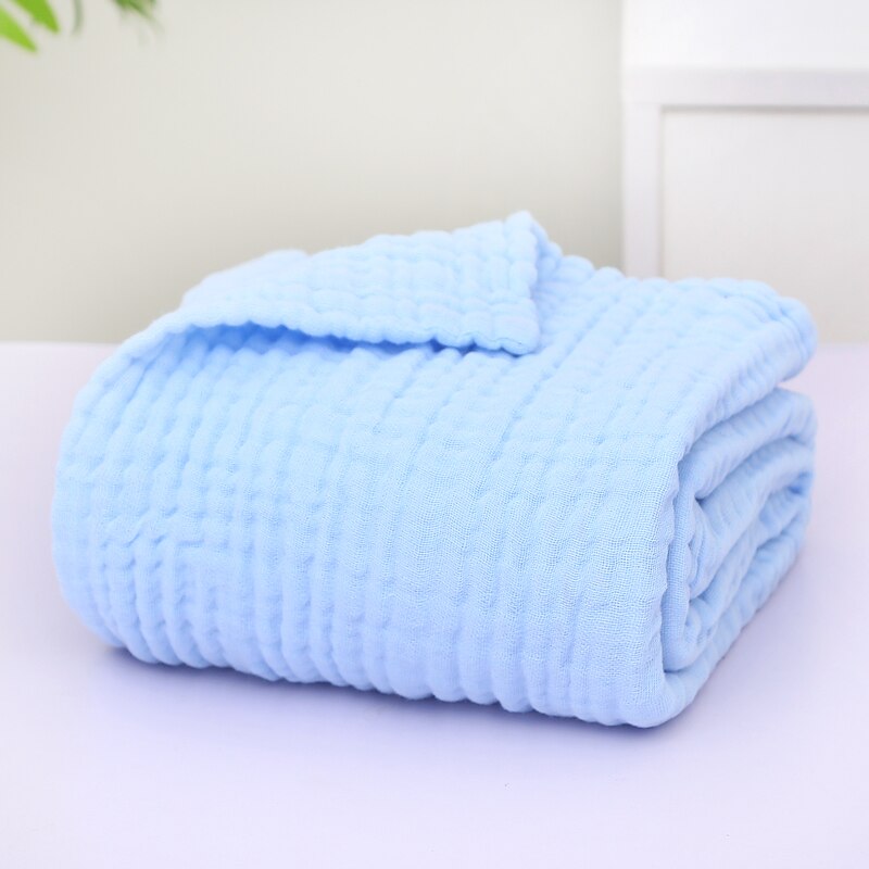 Baby Blanket Muslin Swaddle for Newborn Boy Girl Blanket 6 Layers Organic Baby Bedding Blanket Cotton Gauze Blanket Diaper: Blue