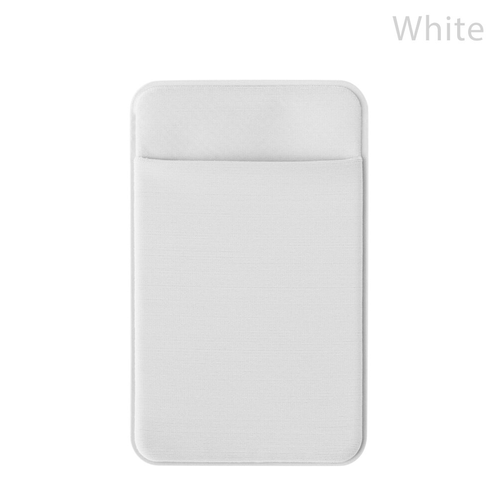 1PC Unisex Elastic Mobile Phone Wallet Cell Phone Card Holder Case Adhesive Sticker Pocket Credit ID Card Holder: white