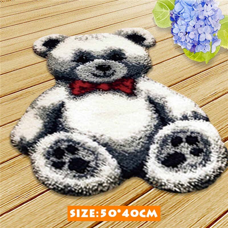 Bear Latch Hook Kits Diy Cushion Animals Klink Haak Kleed Bloemen Button Needlework Mat Kit Almofadas Klink Haak Kussen Bloem 3D: ZD061