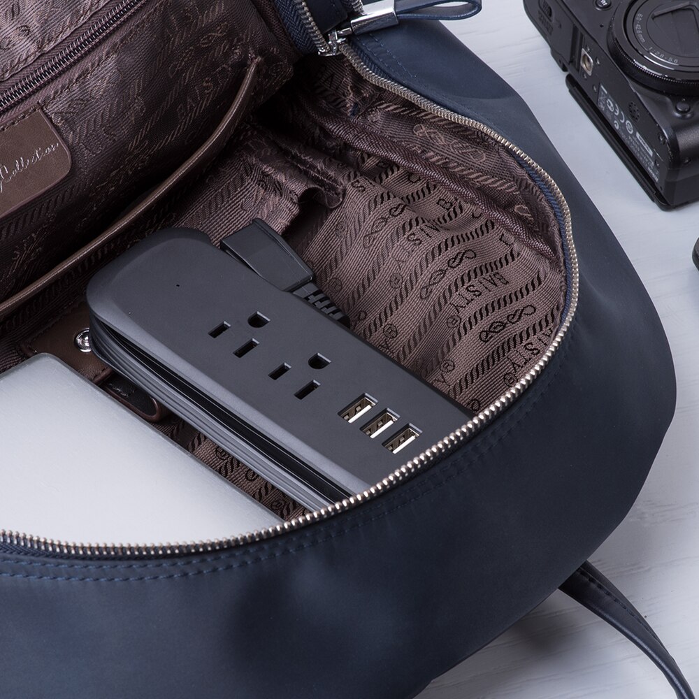 NTONPOWER Travel Power Strip met USB ONS Elektrische Platte Stekker Mini Desktop Opladen met 15 inch Verlengsnoer voor Cruise