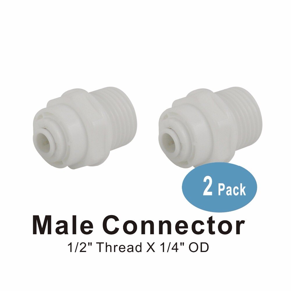 Conector macho recto de 1/2 "de rosca x 1/4" de conexión rápida de sistema RO-Paquete de 2