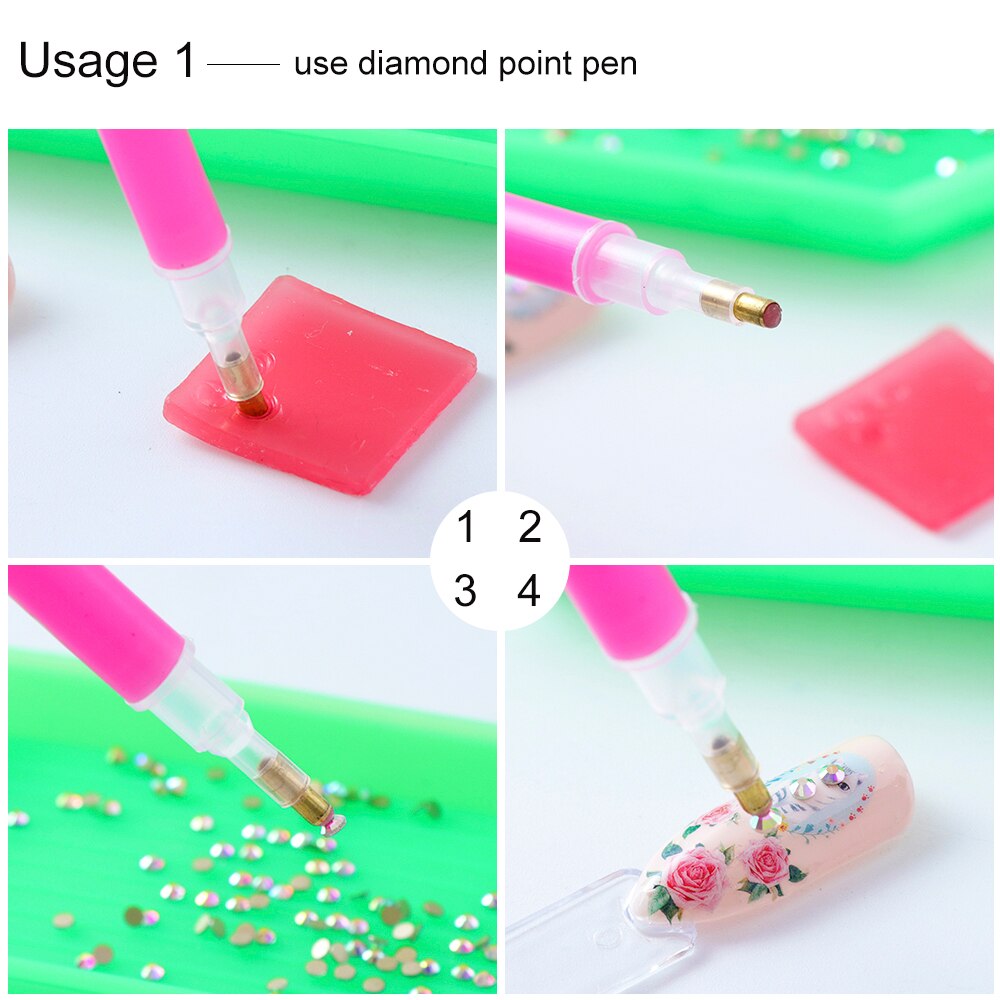 1 Sets DIY Diamond Paste Sticker Nail Tools Rhinestones Picker Holder Pen Kits Dotting Diamonds Point Pen Drilling Mud TR686