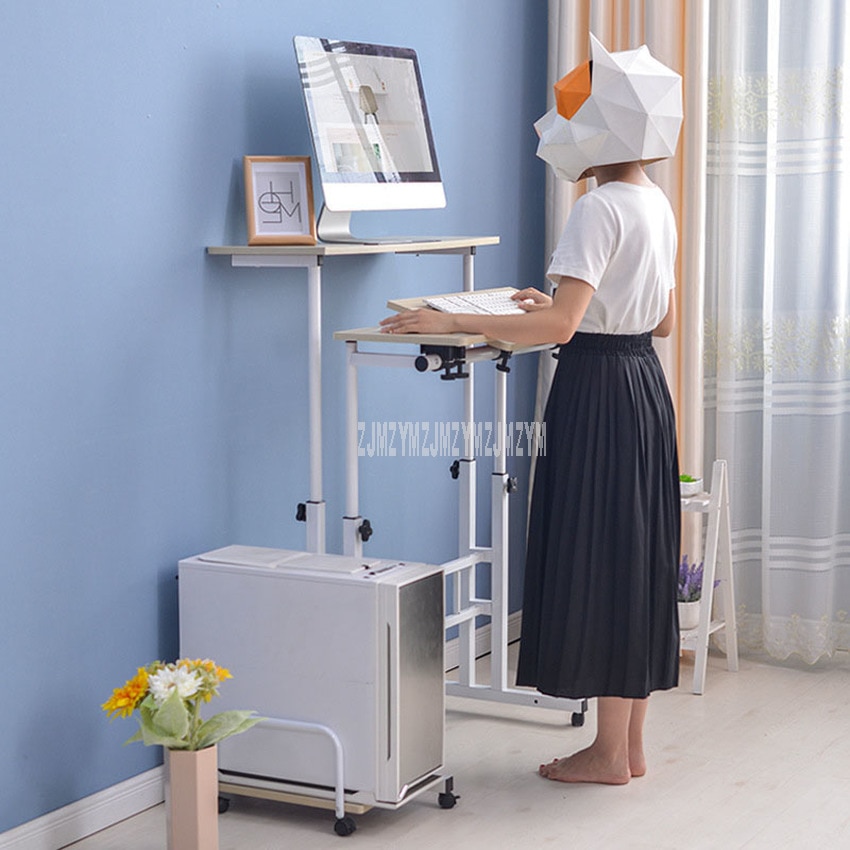 Modern Sit/Stand Computer Desk With Keyboard Tray Height Adjustable Simple Standing Laptop Desk Notebook/Monitor Holder Stand