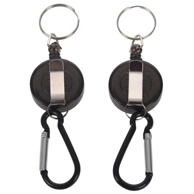 Carrete de insignia de 2 uds., retráctil de retroceso, YOYO, porta tarjetas de identificación, llavero Color: negro cantidad: 2 uds.