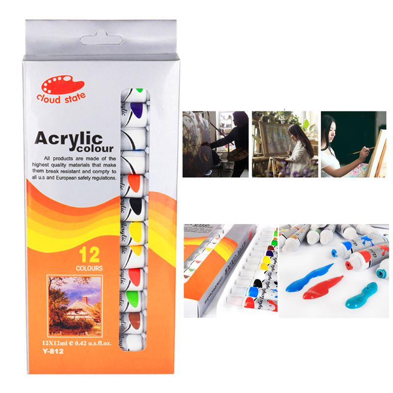 12 x 12ml Heavy Body Colors Rich Pigments Acrylic Paint Set for Painting Canvas Crafts