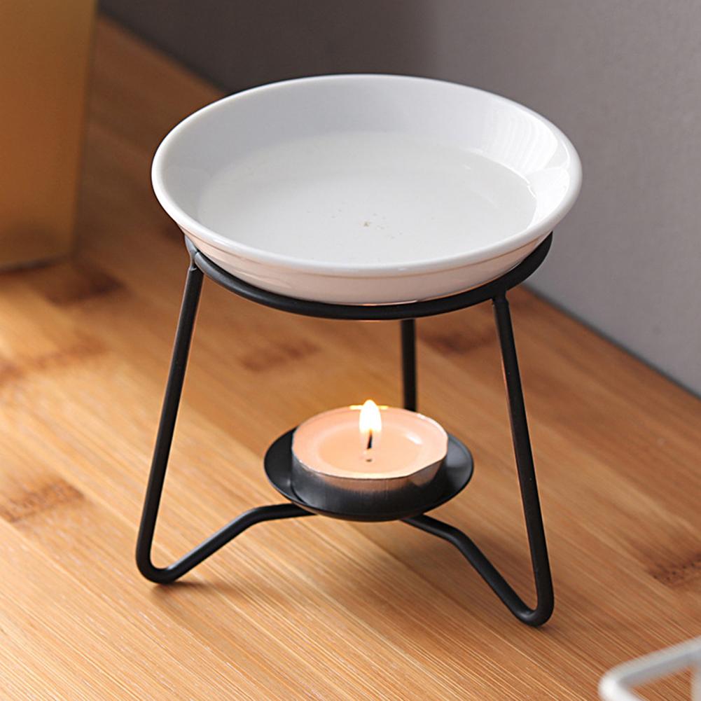 Vela de cera de hierro para quemador de aceite esencial, soporte para Tealight, ayuda para dormir, resistente al calor quemador de aceite esencial, suministros para el hogar