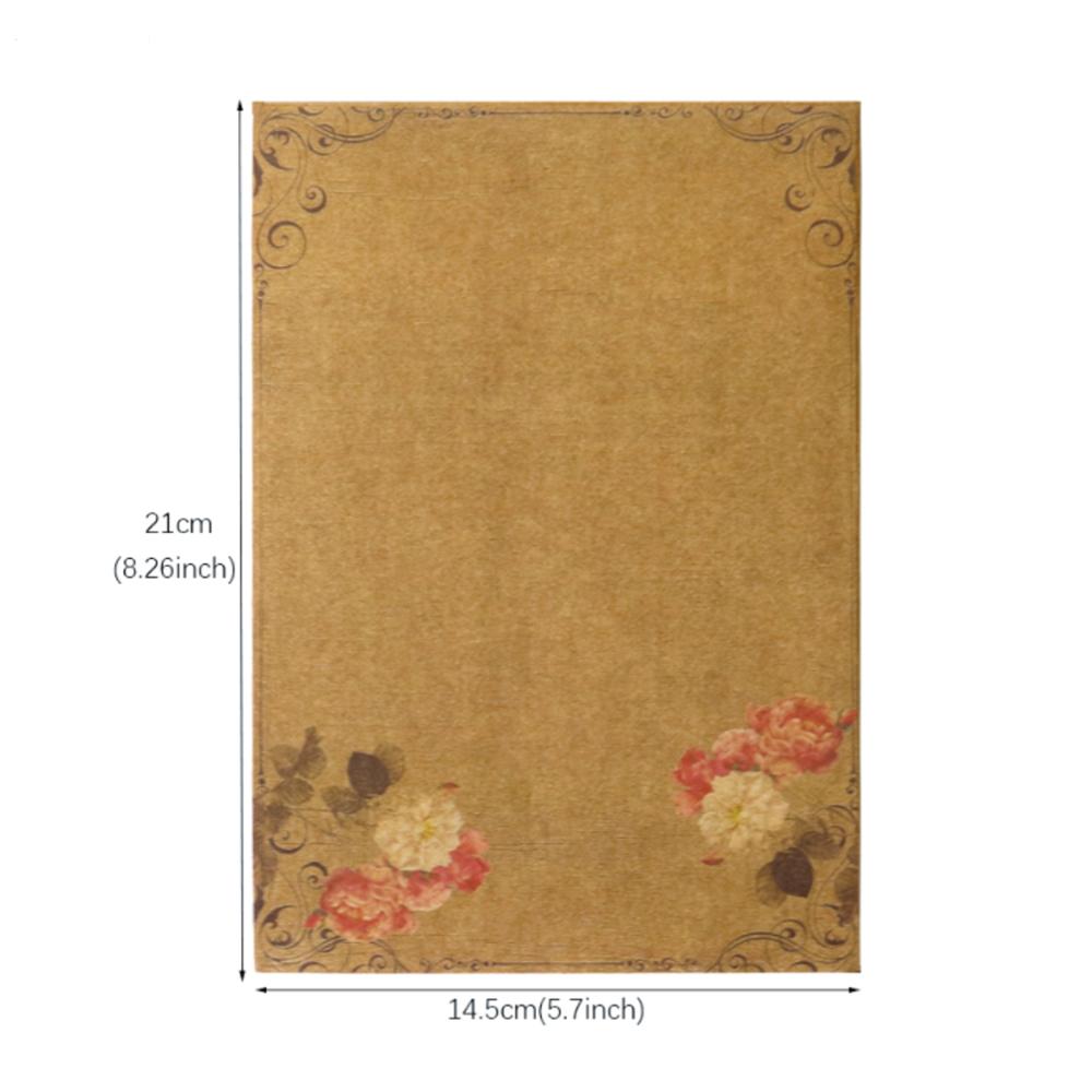16sheets Vintage Flower Kraft Letter Paper Brown Craft Writing Paper Stationery Letter Pad Office Supplies: 16pcs Pattern 2
