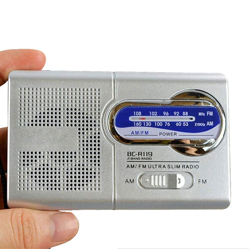 Radio FM portátil con batería para deportes al aire libre, Mini receptor de altavoz AM/FM de bolsillo con Transistor de antena telescópica