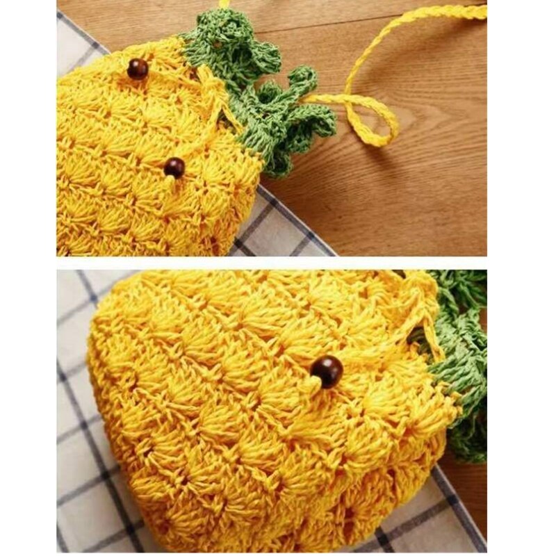 Vrouwen Mode Toevallige Strand Stro Ananas Geweven Zakken Rotan Mand Schoudertas Ronde Handtas Crossbody Tassen Messenger Bags